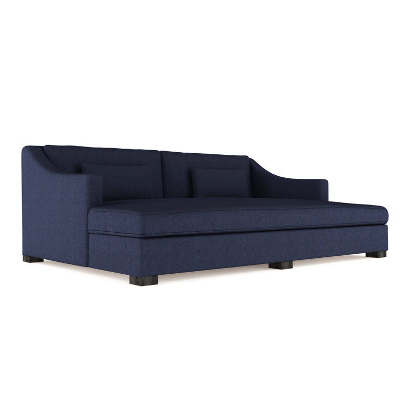 Lit de jour Crosby Slope Arm, Velours moelleux imprimé bleu, Patiné