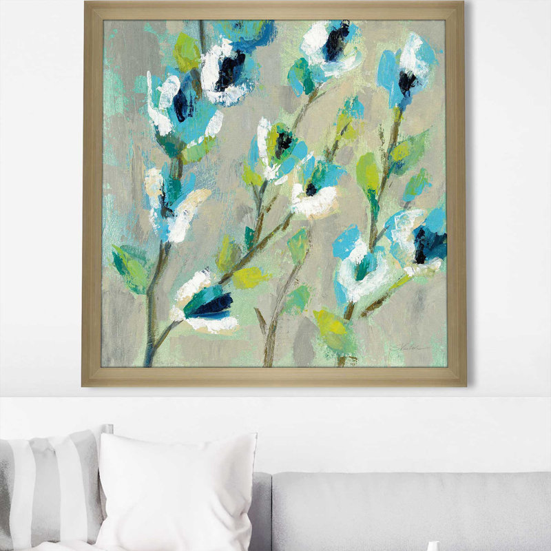 Branche fantaisiste I - Peinture, Encadrement champagne, H 31,5 po x l 31,5 po x P 1 po