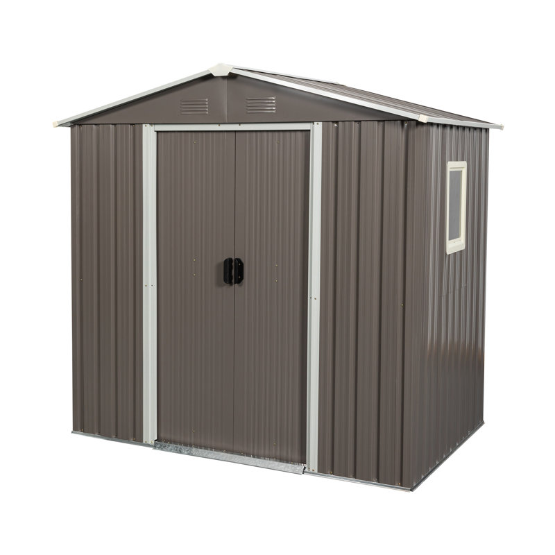 6Ft X 5Ft Outdoor Metal Storage Shed Gray With Window