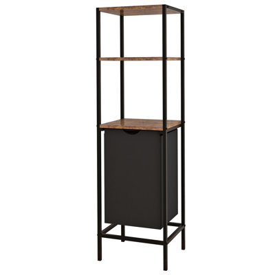 Freestanding Laundry Hamper with 3-Tier Shelves, Rustic Laundry Basket