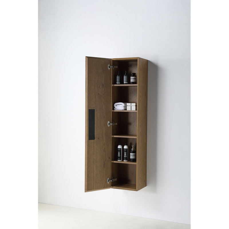 Boler 13" Wall Mounted Side Cabinet, Pecan Oak
