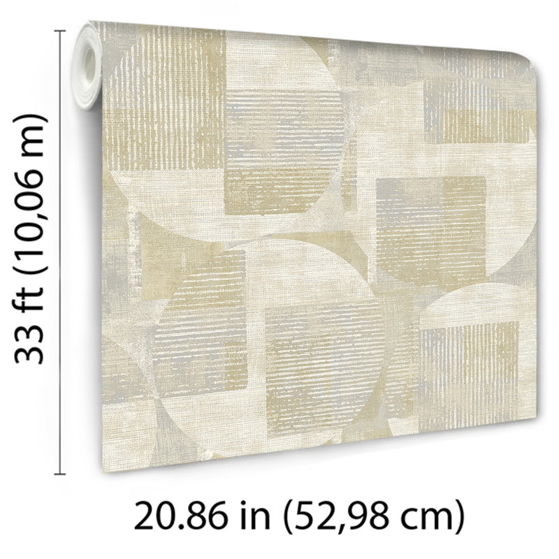 Papier peint beige avec toile Geo, Beige
