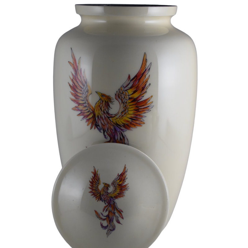Phoenix - Immortal Bird White Urn for Ashes