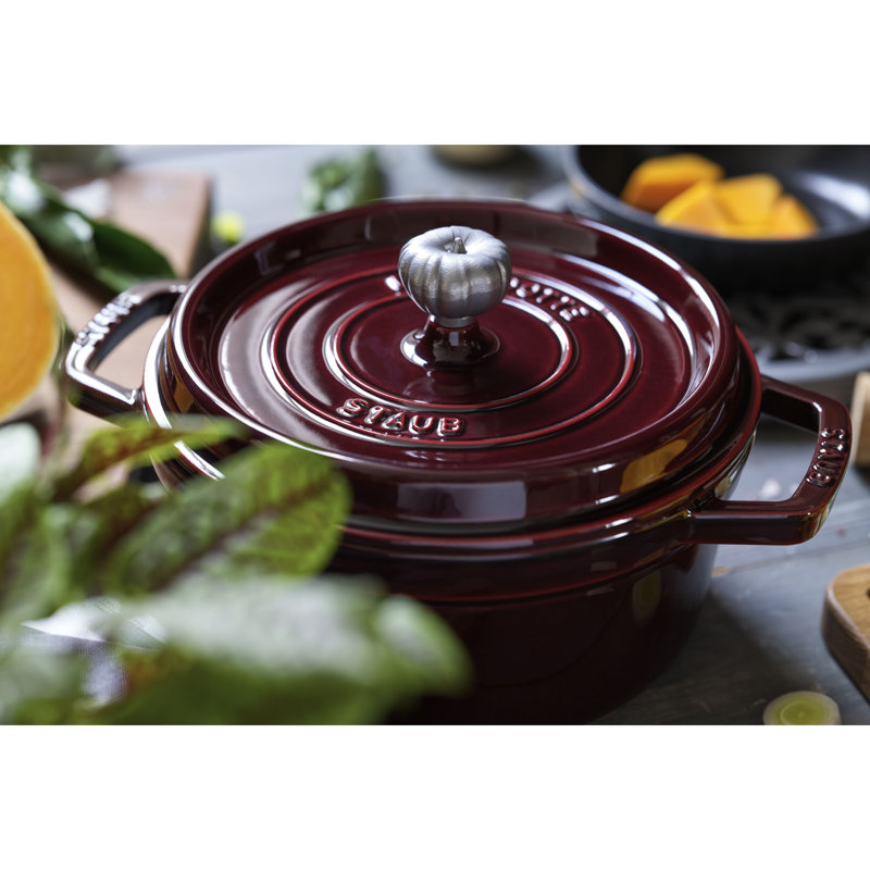 La Cocotte Cast Iron Round Cocotte, 0.25 quarts, Grenadine