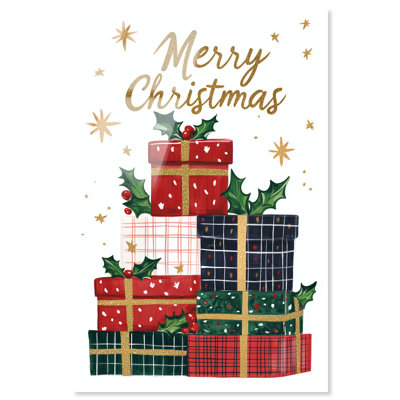 Décoration murale de Noël «Merry Christmas Gift I» par Art Remedy, prêt à accrocher, 10 x 15