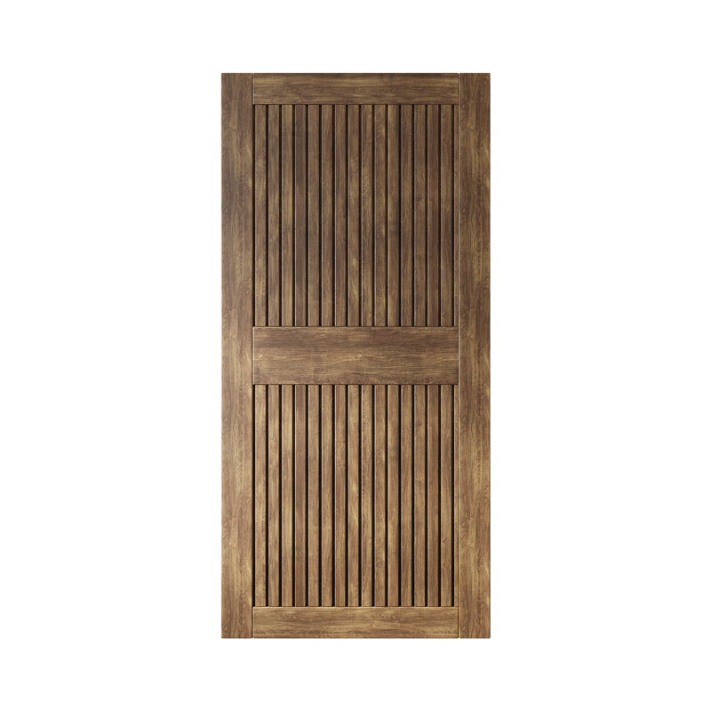 Porte de grange en bois de pin à finition verticale noyer foncé non assemblé Homacer (usage intérieur seulement)