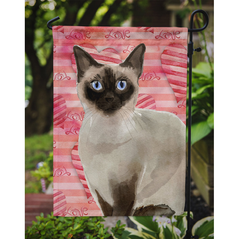 Ck3054gf de jardin à drapeau siamois chat love