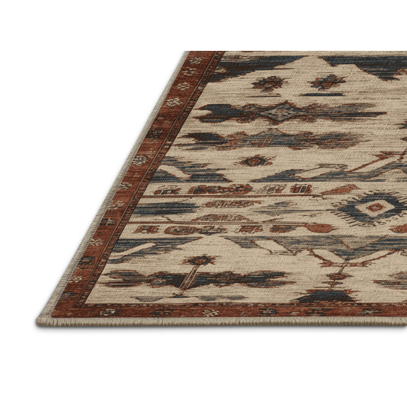 Tapis brun turc lavable à la machine, Rond 6 pi