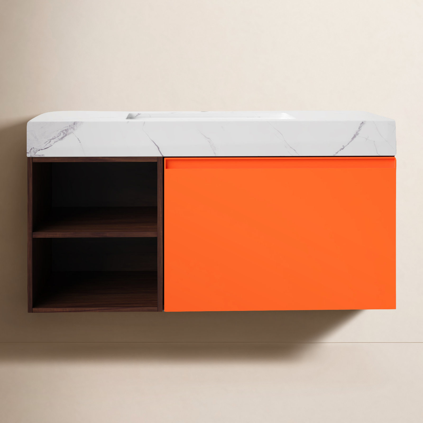Noam 42'' Single Bathroom Vanity, Red Amber