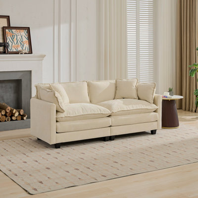 Cloud Sofa Loveseat, Modern Sectional Couch For Living Room, Bedroom, And Apartment, Comfy Double Layer Upholstered Cushion, Breathable Chenille Fabric