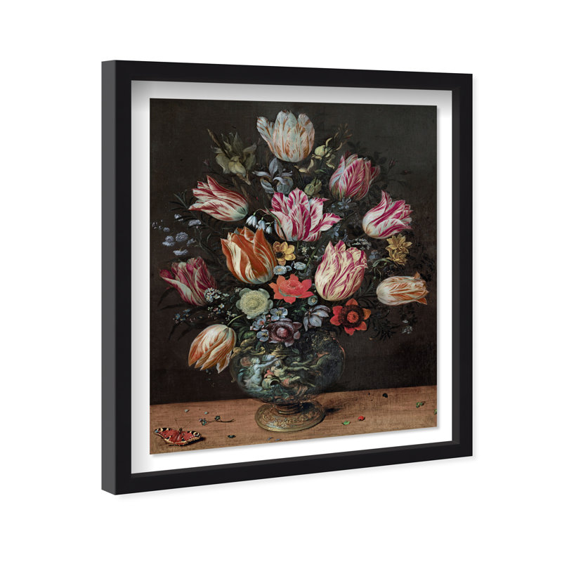 Francken the Younger Vase with Tulips Shadowbox Floral & Botanical Print by Oliver Gal, Black Frame, 16 x 20, 31.5"H x 25.5"W