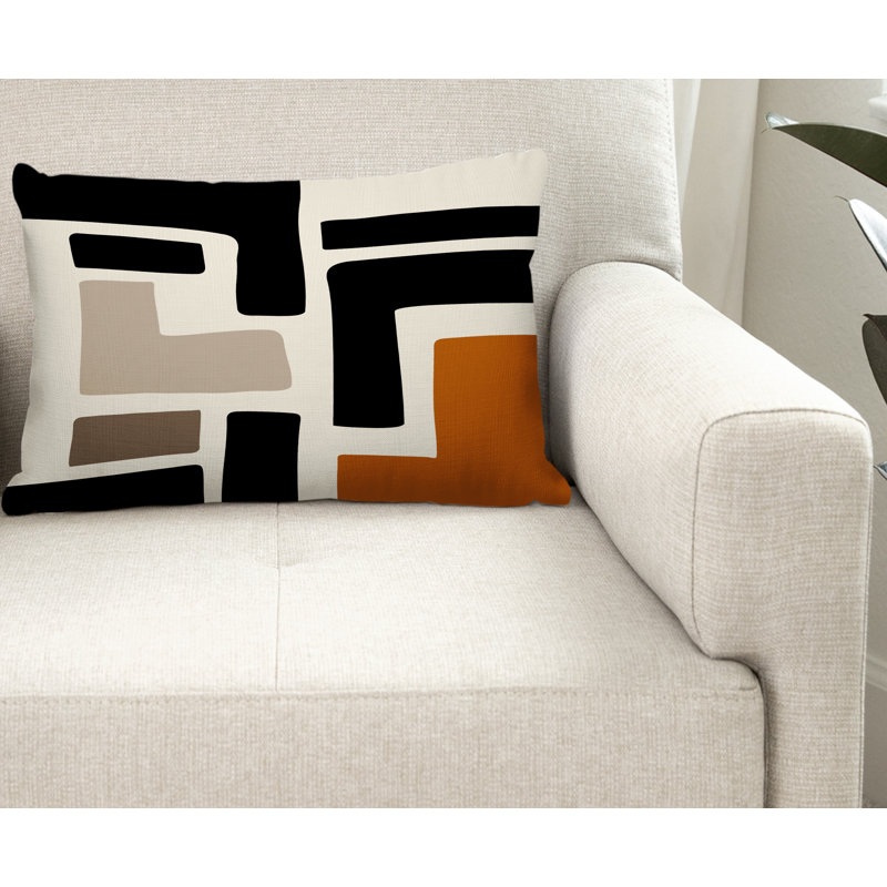 Coussin décoratif intérieur / extérieur en polyester filé Briddie, Orange, H 14 po x l 20 po