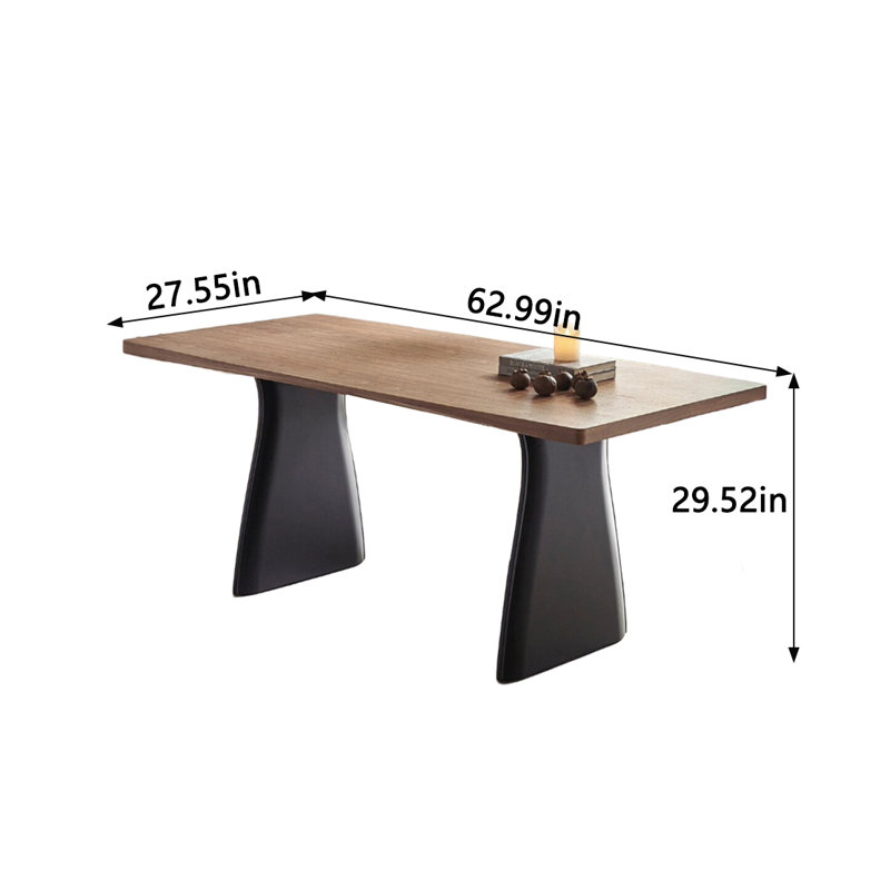 Majeeda Oak Solid Wood Dining Table, 27.55" W x 62.99" L