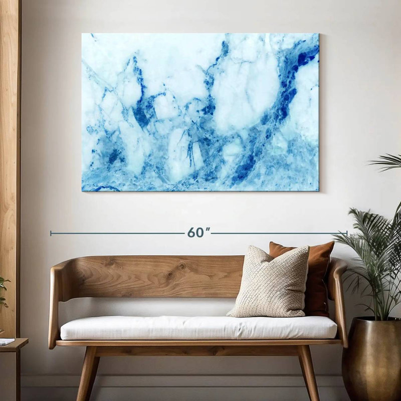 Marbre Alvord bleu abstrait, H 32 po x l 48 po