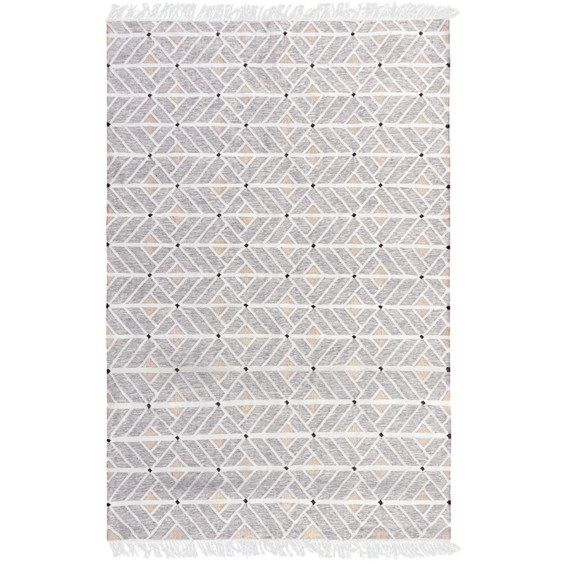 Helden Hand-Knotted Area Rug in Gray/White, Rectangle 6'7" x 9'8"