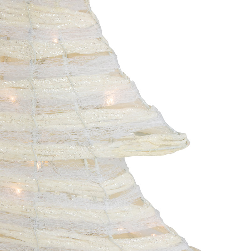 Arbre de table de Noël éclairé à DEL 18,5 po à piles crème