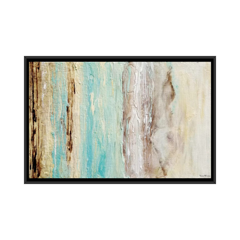 Reproduction d’art sur toile tendue, "cicatrisation marés", H 18 po x l 26 po x P 1,5 po, Toile avec cadre noir, Pas de tapis