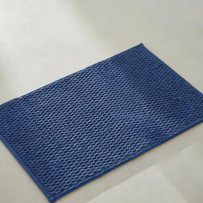 Tapis de bain antidérapant, séchage rapide à poils courts super absorbant, bleu marine, 16 po x 24 po