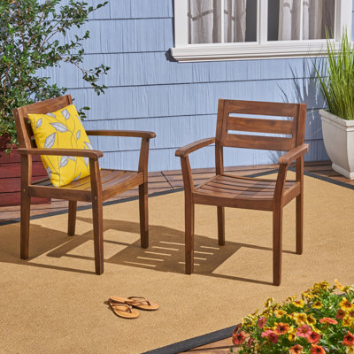 Ensemble de chaises de salle à manger STAMFORD, ensemble de 2 chaises de patio en bois d'acacia