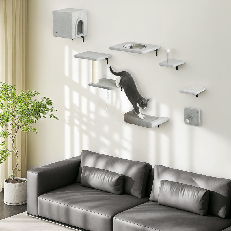 Ensemble de 7 tablettes murales Cat, gris