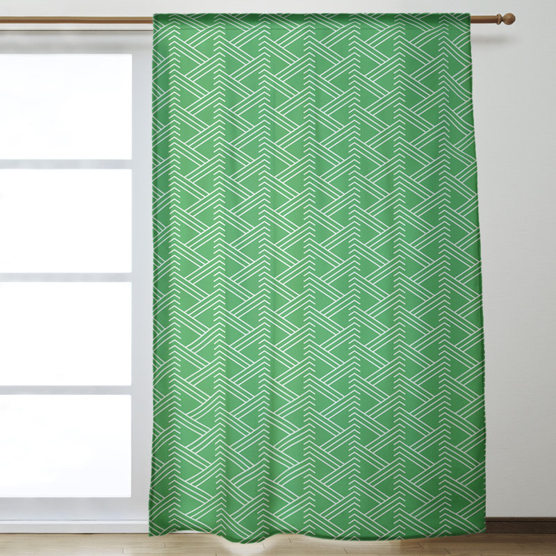 Jordao Room Darkening Curtain Single Panel, Green/White