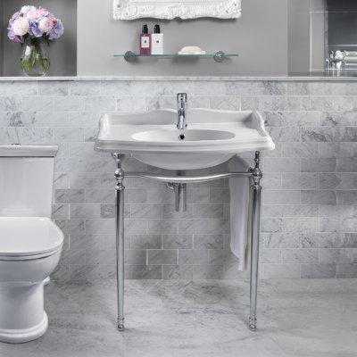Grand lavabo console mural 35 po avec barre à serviettes Whitehaus Collection Whitehaus