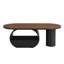 Table basse ovale de luxe de style industriel (120 cm), avec tiroir de rangement en métal noir, idéale pour le salon. Montage facile et stable.