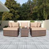Ensemble de canapé d'extérieur en osier 6 pièces avec table basse