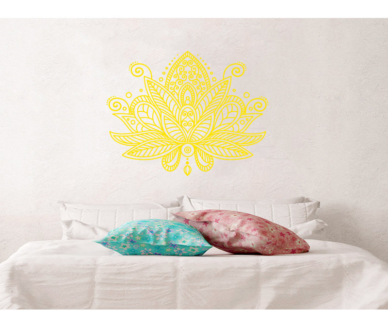 Décalcomanie murale fleur mandala lotus Estrella, Blanc