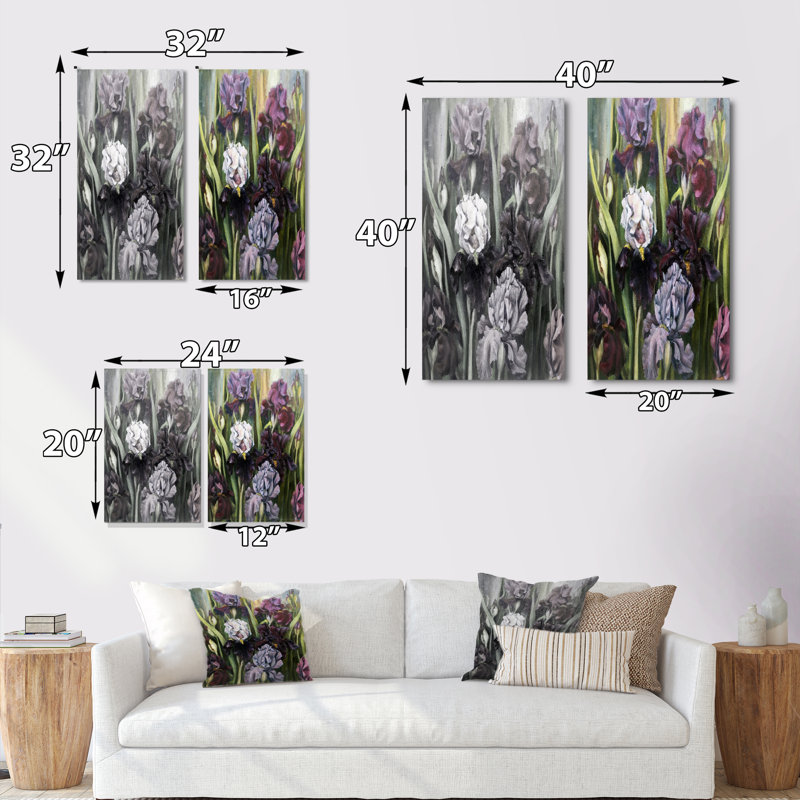 «Blooming Irises Garden», ensemble de 2 impressions sur toile, H 20 po x l 24 po x P 1 po, Toile tendue
