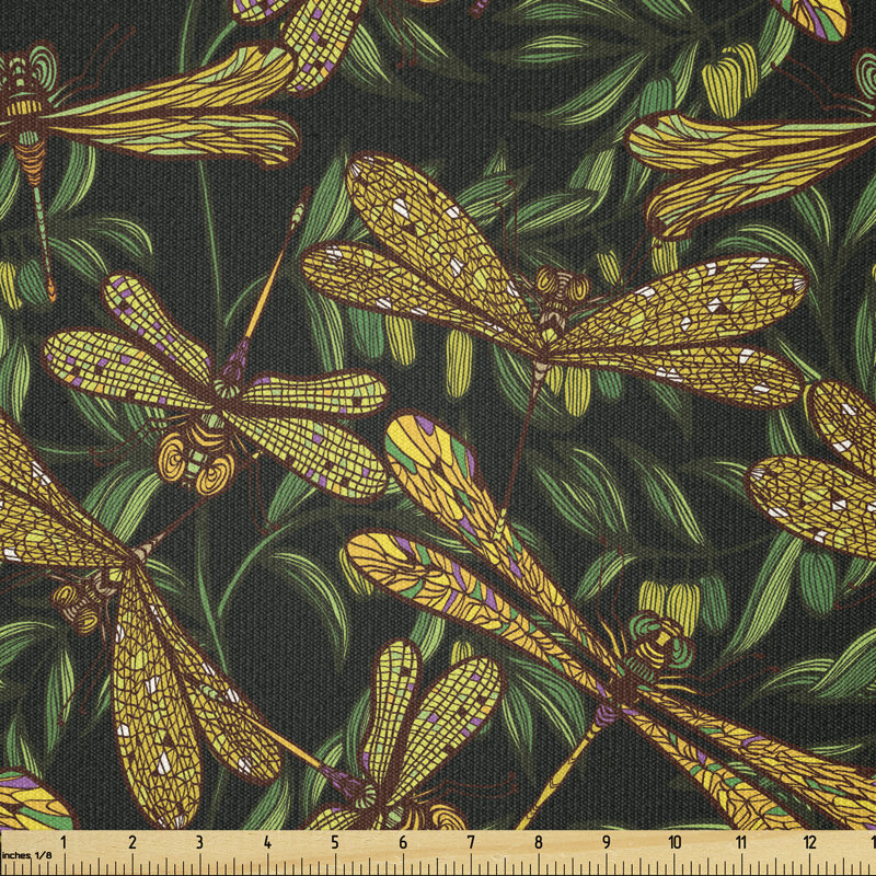 Deshon Dragonflies and Green Olive Branches Multi-Purpose Fabric