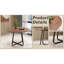 Table de salle à manger ronde moderne, bois aggloméré et pieds en métal