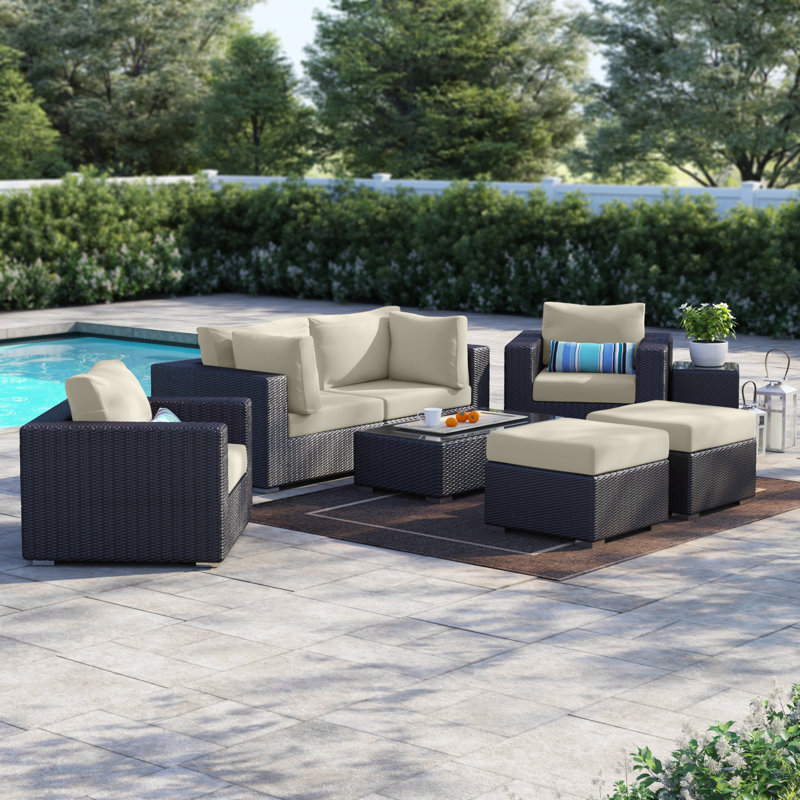 Convene Collection 8-Piece Outdoor Patio Sectional Set, Espresso Beige