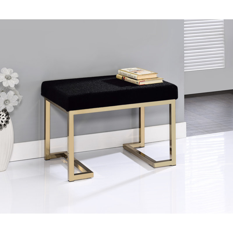 Stationnaire avec siège en tissu noir et fabrication en métal champagne