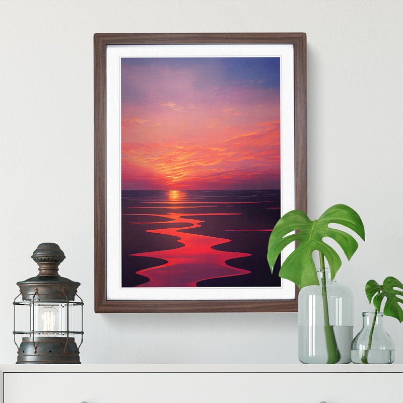 Ultimate Sunset - Wall Art, 66cm H x 48cm W, Walnut Framed Paper, White