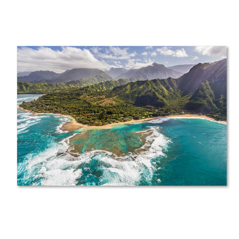 Fabrizzio "Kauai's Tunnels Beach" par Pierre Leclerc, reproduction de photo sur toile tendue, H 30 po x l 47 po x P 2 po