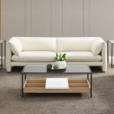 Beige Linen Upholstered Sofa