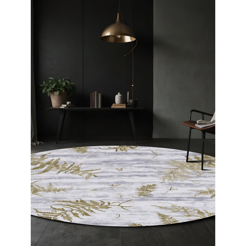 Tapis bleu soyeux et moelleux, Rond 3 pi