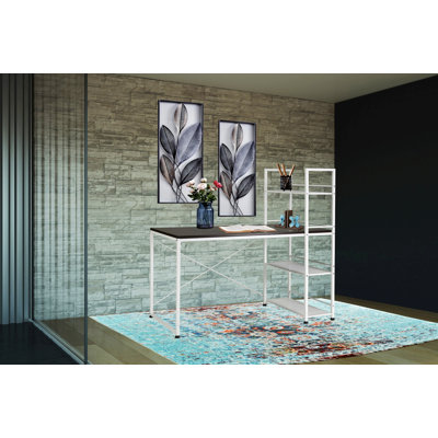 Reversible Smart Workstation Wooden Desk With Steel Frame