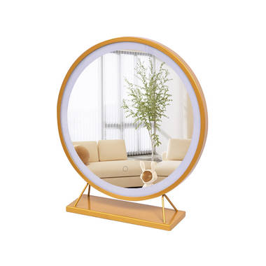 Wrought Studio Ehrmann Aura Tri Tone Round Vanity Mirror with Table Stand,  LED Makeup Mirror with 360 Degrees Rotatable