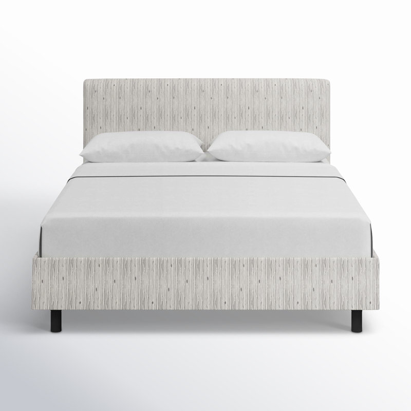 Avila Upholstered Platform Bed, Full, Shibori Stripe Grey