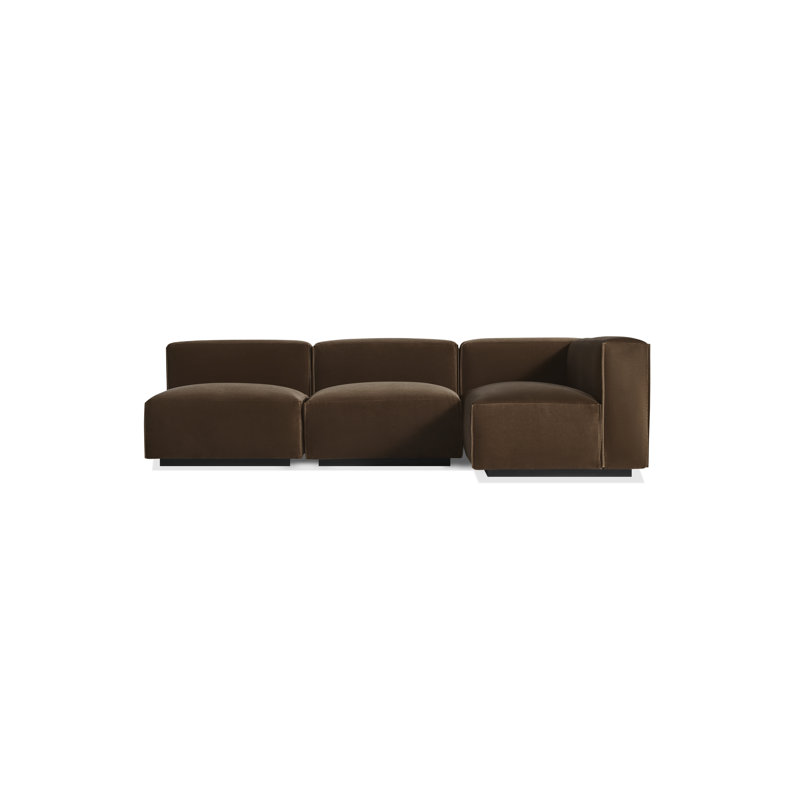 Cleon Modular Sectional, Left Hand Facing, Coffee Velvet Polyester Blend