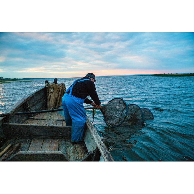Old Fisherman by FotoSpeedy - No Frame Print on Canvas, 30cm H x 46cm W
