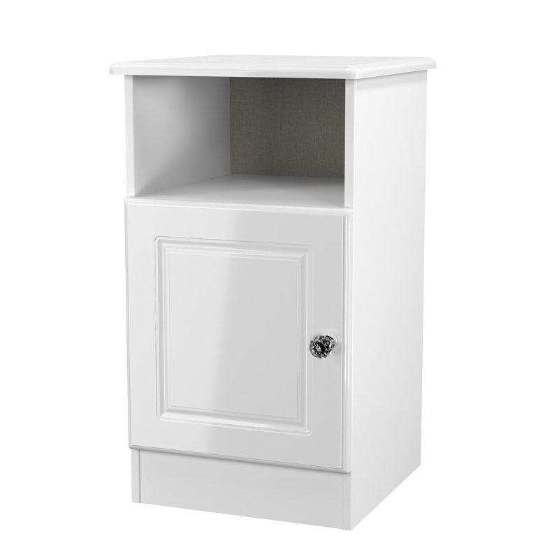 Fully Assembled Folden Nightstand in White Gloss