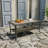 Outdoor Wicker Frame Table With Glass Top-570187456