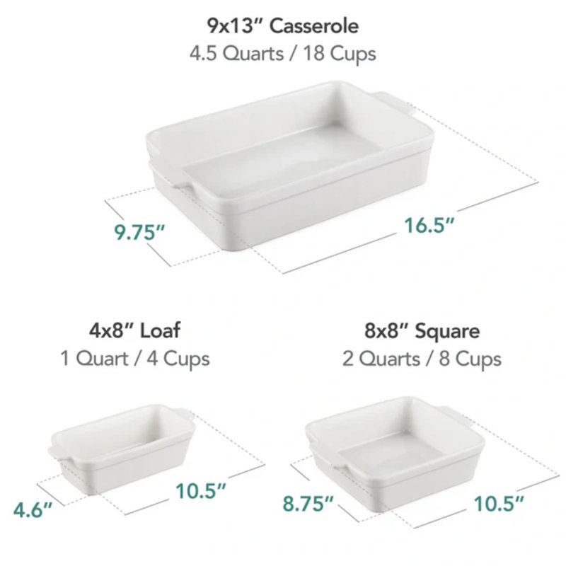 3PC Casserole Cookware Set, Vanilla Buttercream