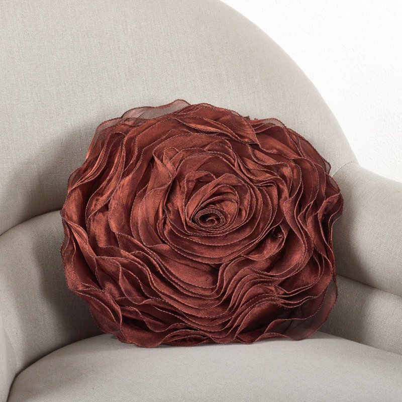 Champagne Rose Design Polyester Throw Pillow Set