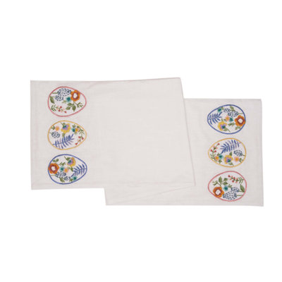 Floral Easter Egg Embroidered Table Runner