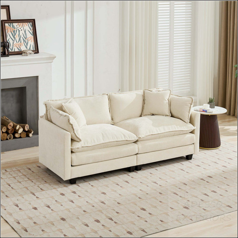 Canapé modulaire Cloud avec coussin double couche, Chenille beige