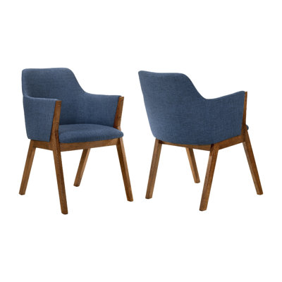 Moberly Modern Dining Side Chairs with Arms in Fabric Upholstery and Wood